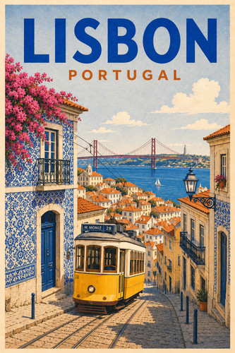 Poster viaggio lisbona - viaggio,